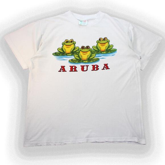 Vintage White Aruba Frogs Graphic Tee - Picture 1 of 6